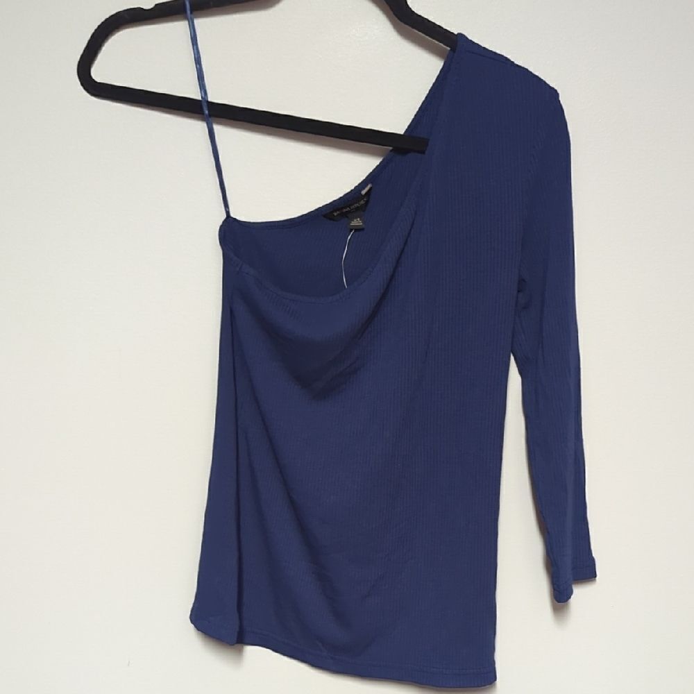 Banana Republic Blue Asymmetrical Blouse with Long Sleeves